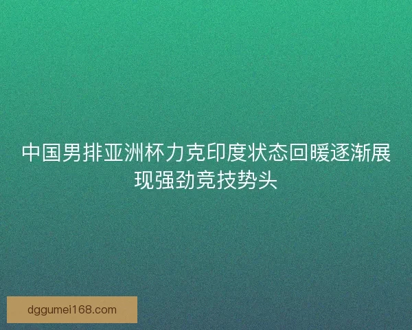 中国男排亚洲杯力克印度状态回暖逐渐展现强劲竞技势头