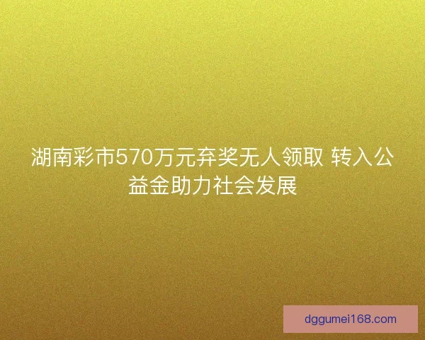 湖南彩市570万元弃奖无人领取 转入公益金助力社会发展